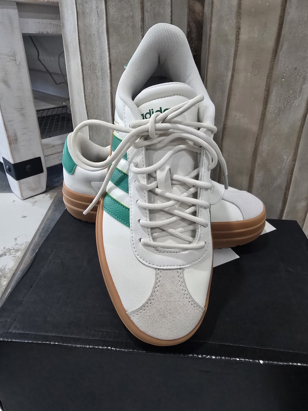 Adidas Women's White & Green Retro Court Sneaker